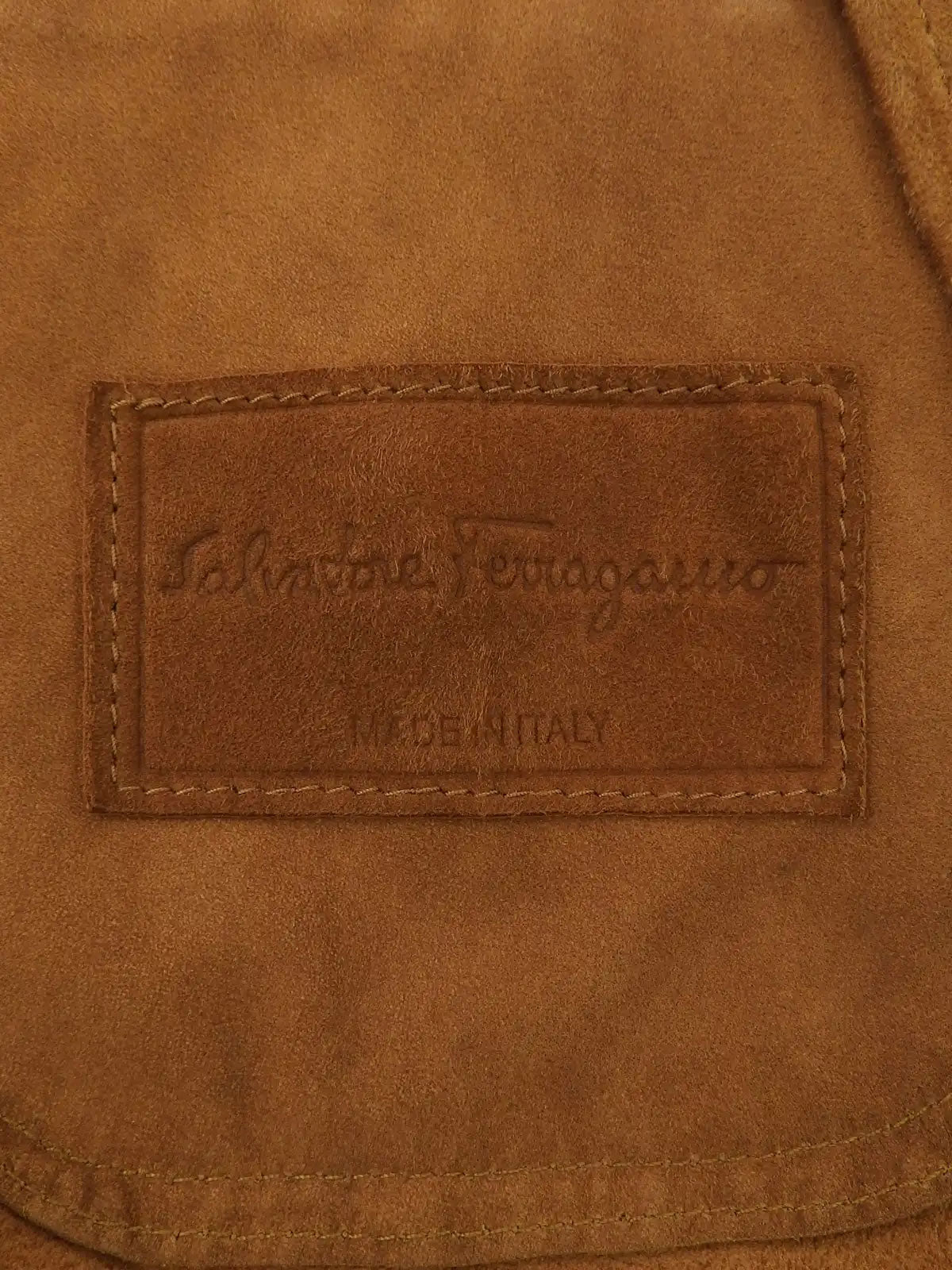 Gancini Plate Leather Jacket Brown