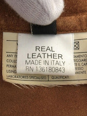 Gancini Plate Leather Jacket Brown