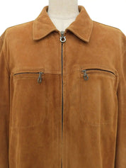 Gancini Plate Leather Jacket Brown