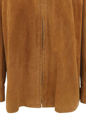 Gancini Plate Leather Jacket Brown