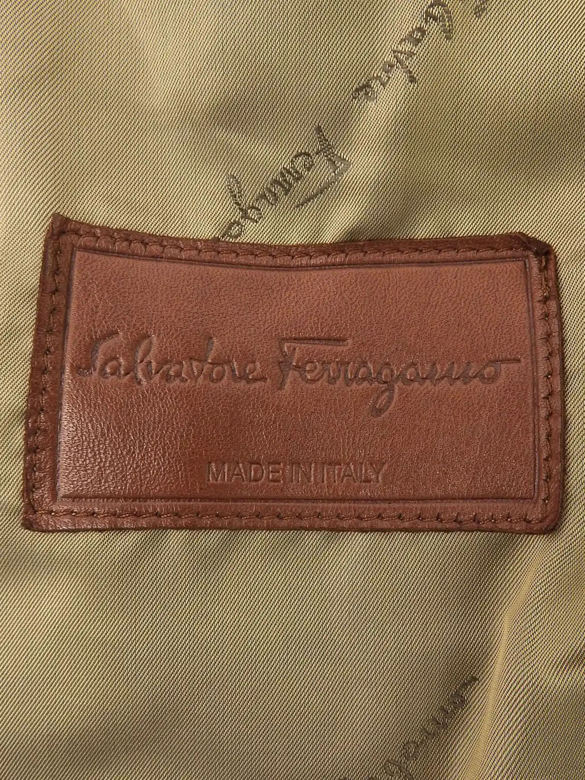 Gancini Plate Leather Jacket Brown