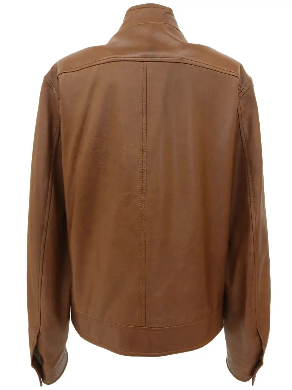Gancini Plate Leather Jacket Brown