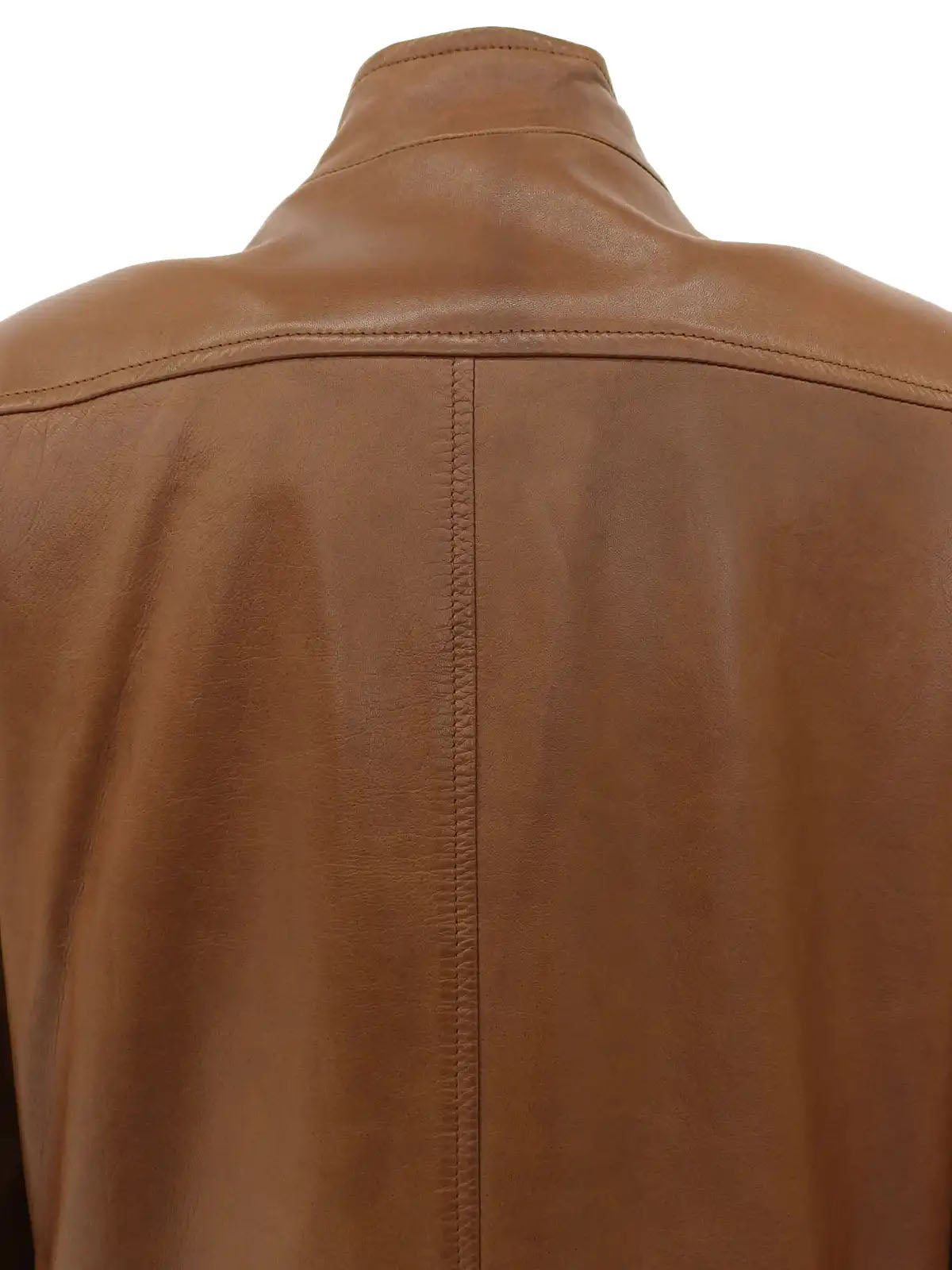 Gancini Plate Leather Jacket Brown
