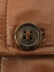 Gancini Plate Leather Jacket Brown