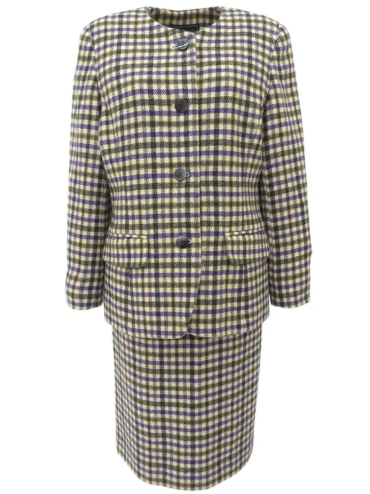 ウールチェックパターンセットアップ アイボリー/マルチ