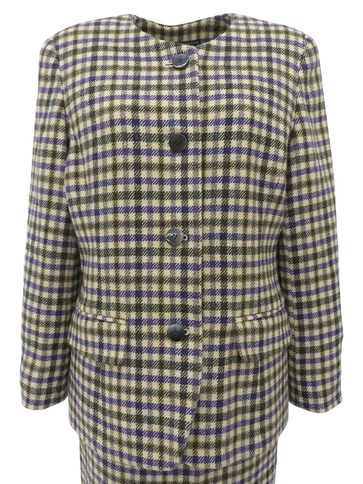 ウールチェックパターンセットアップ アイボリー/マルチ