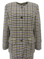 ウールチェックパターンセットアップ アイボリー/マルチ