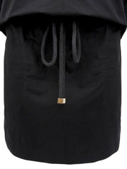 Logo Button Quarter Sleeve Dress in Black