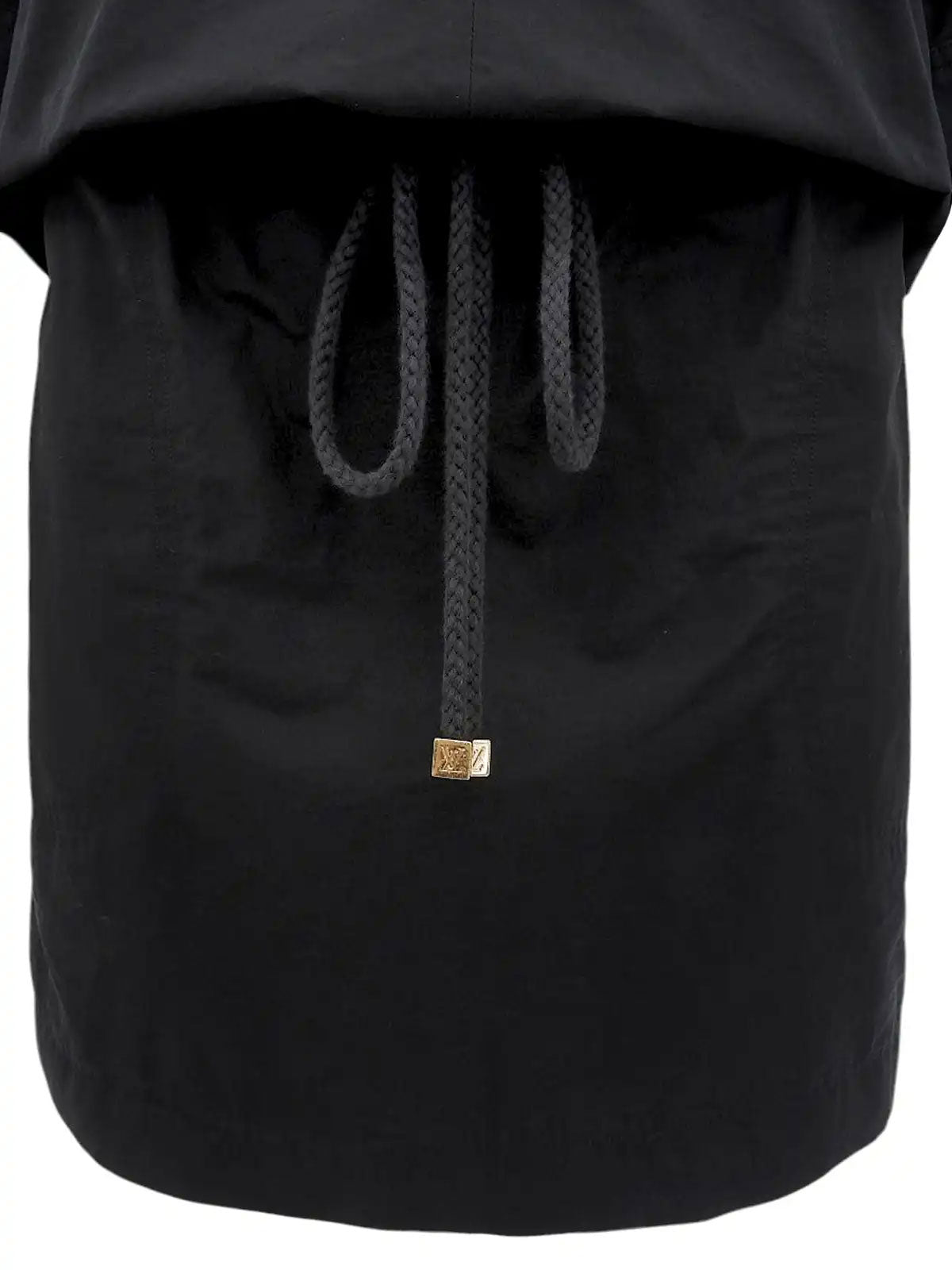 ロゴボタン七分袖ワンピース ブラック