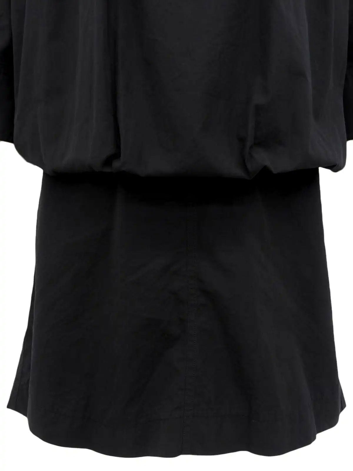Logo Button Quarter Sleeve Dress in Black