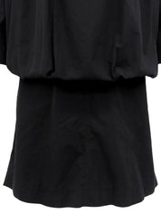 Logo Button Quarter Sleeve Dress in Black