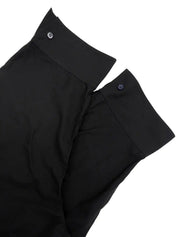 ロゴボタン七分袖ワンピース ブラック