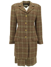 Wool check pattern set-up in brown/multi