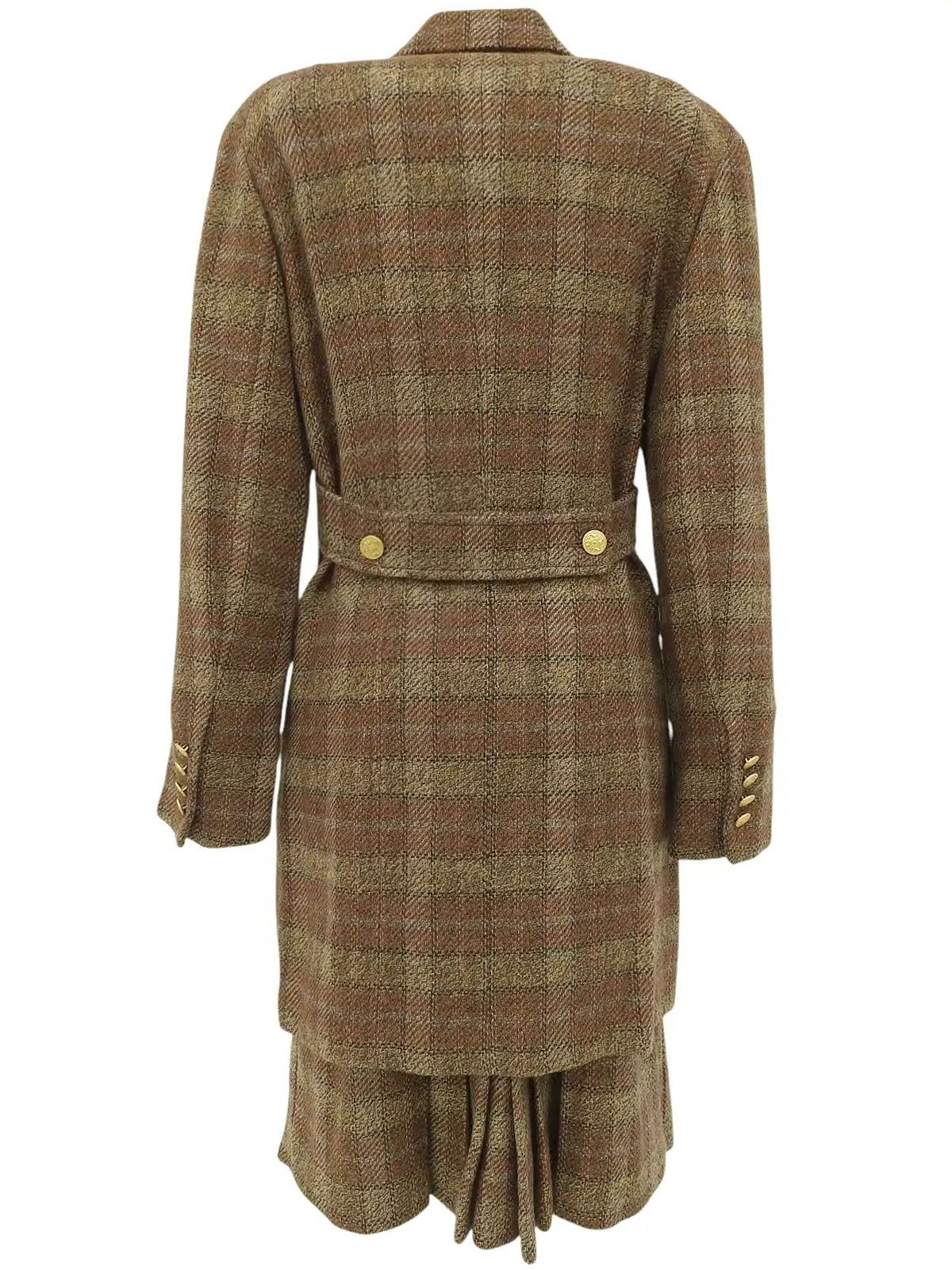Wool check pattern set-up in brown/multi
