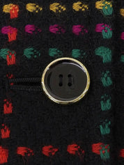 Wool Check Pattern Collarless Jacket in Black/Multi