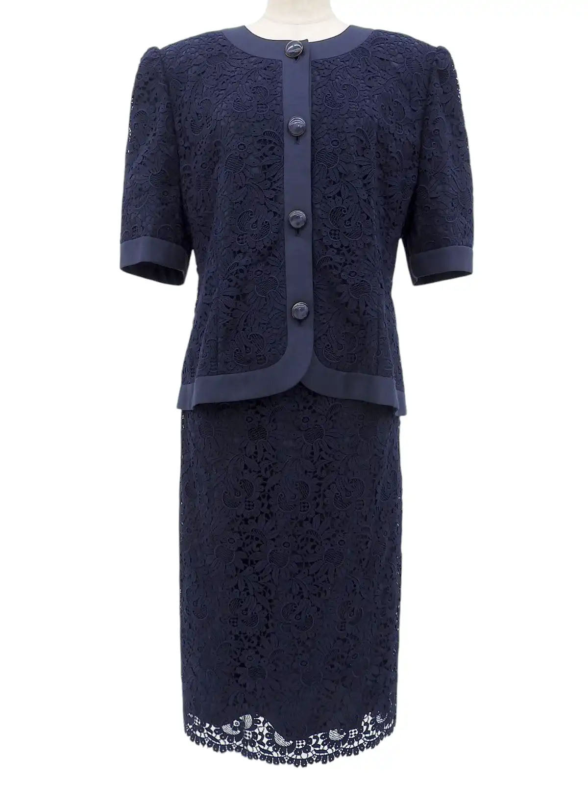 レース半袖セットアップ ネイビー