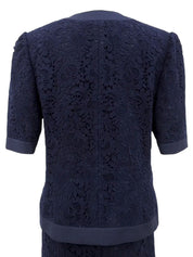 レース半袖セットアップ ネイビー