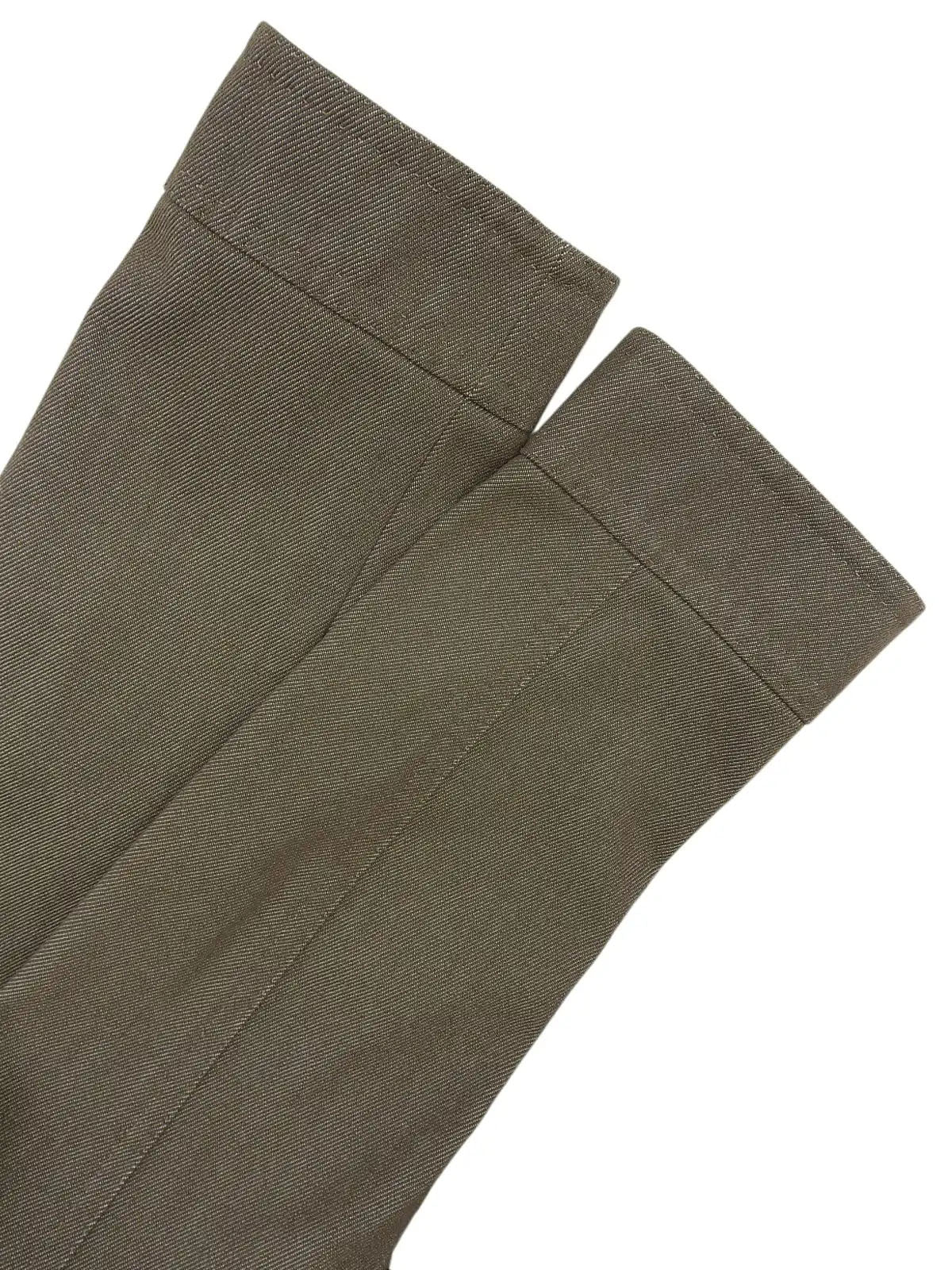 Damier Pattern Fur Denim Combination Coat in Khaki