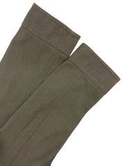 Damier Pattern Fur Denim Combination Coat in Khaki