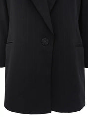 Striped Pattern Button Jacket in Black