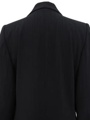 Striped Pattern Button Jacket in Black