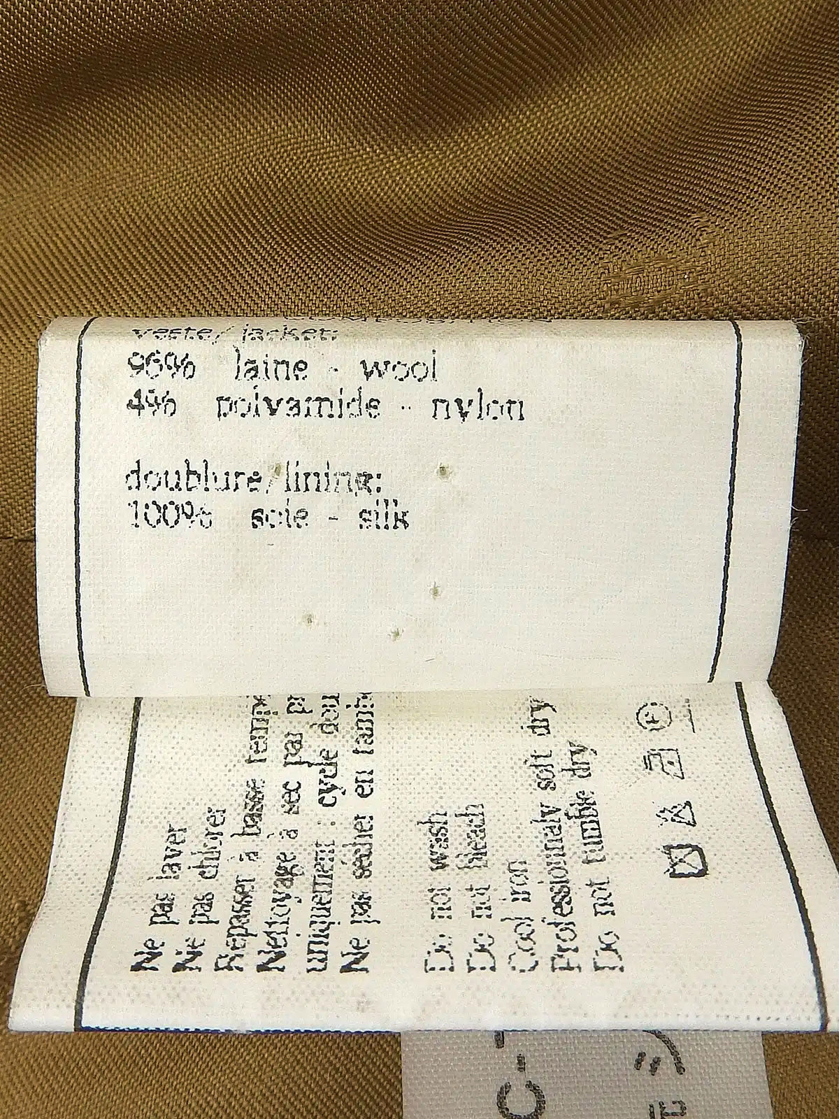 1996年製　ツイードCCマークボタンダブルブレストジャケット　キャメル／サーモンピンク