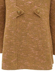 1996年製　ツイードCCマークボタンダブルブレストジャケット　キャメル／サーモンピンク