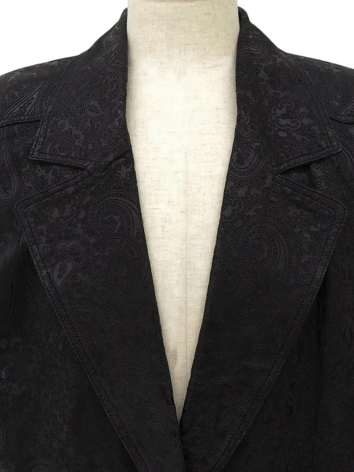 Leather Paisley Pattern Jacket in Black