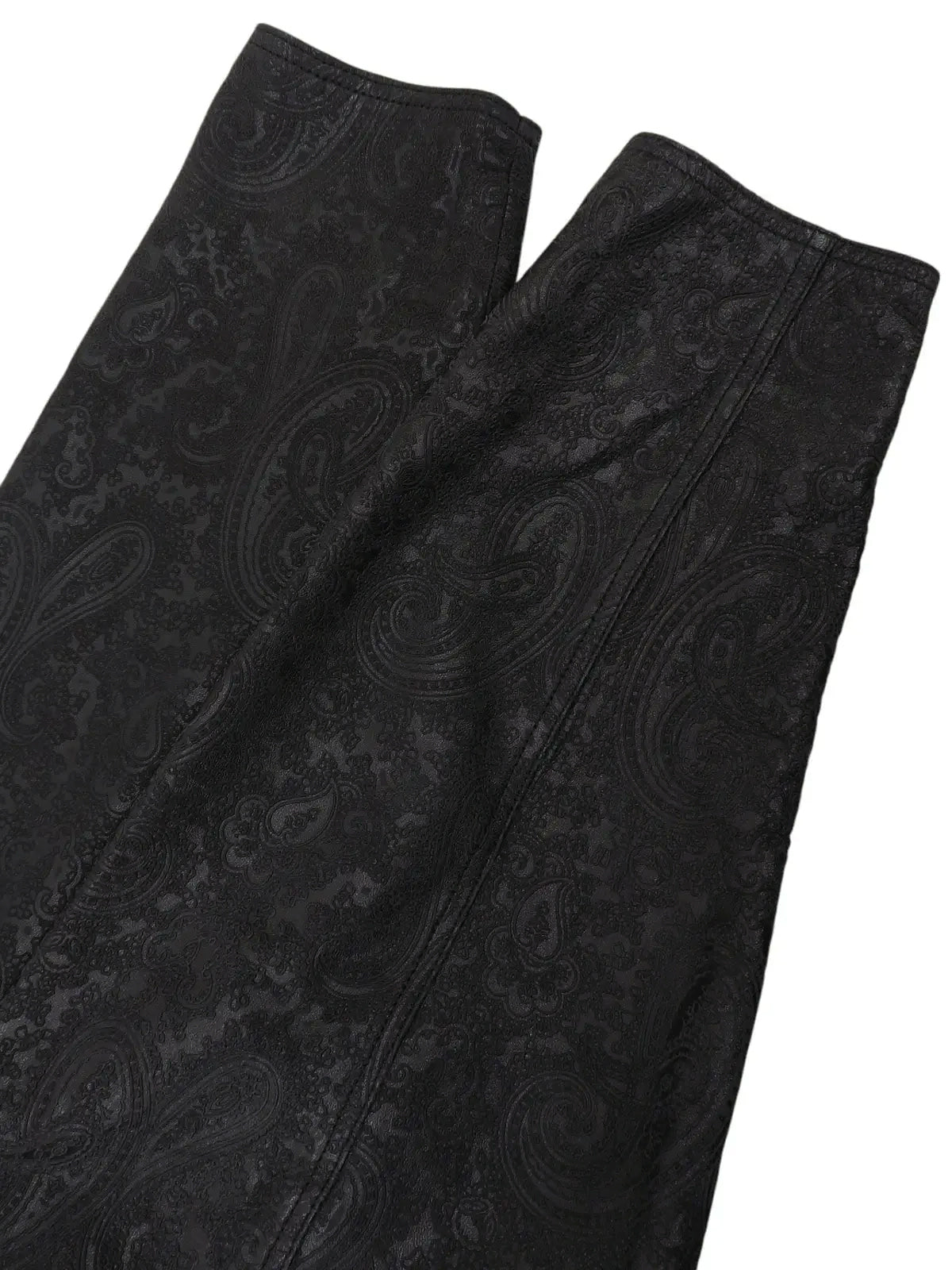 Leather Paisley Pattern Jacket in Black