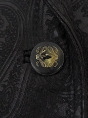 Leather Paisley Pattern Jacket in Black