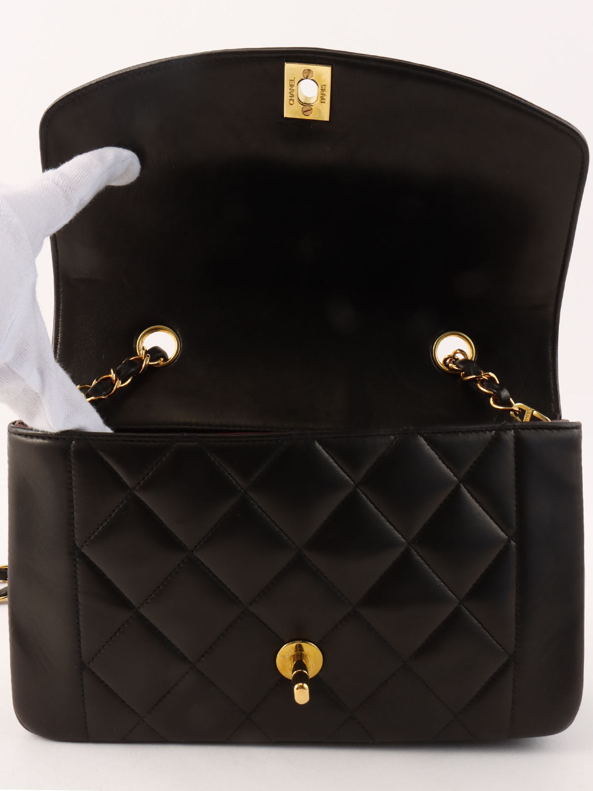 1995 Diana Flap Chain Bag 22cm Black