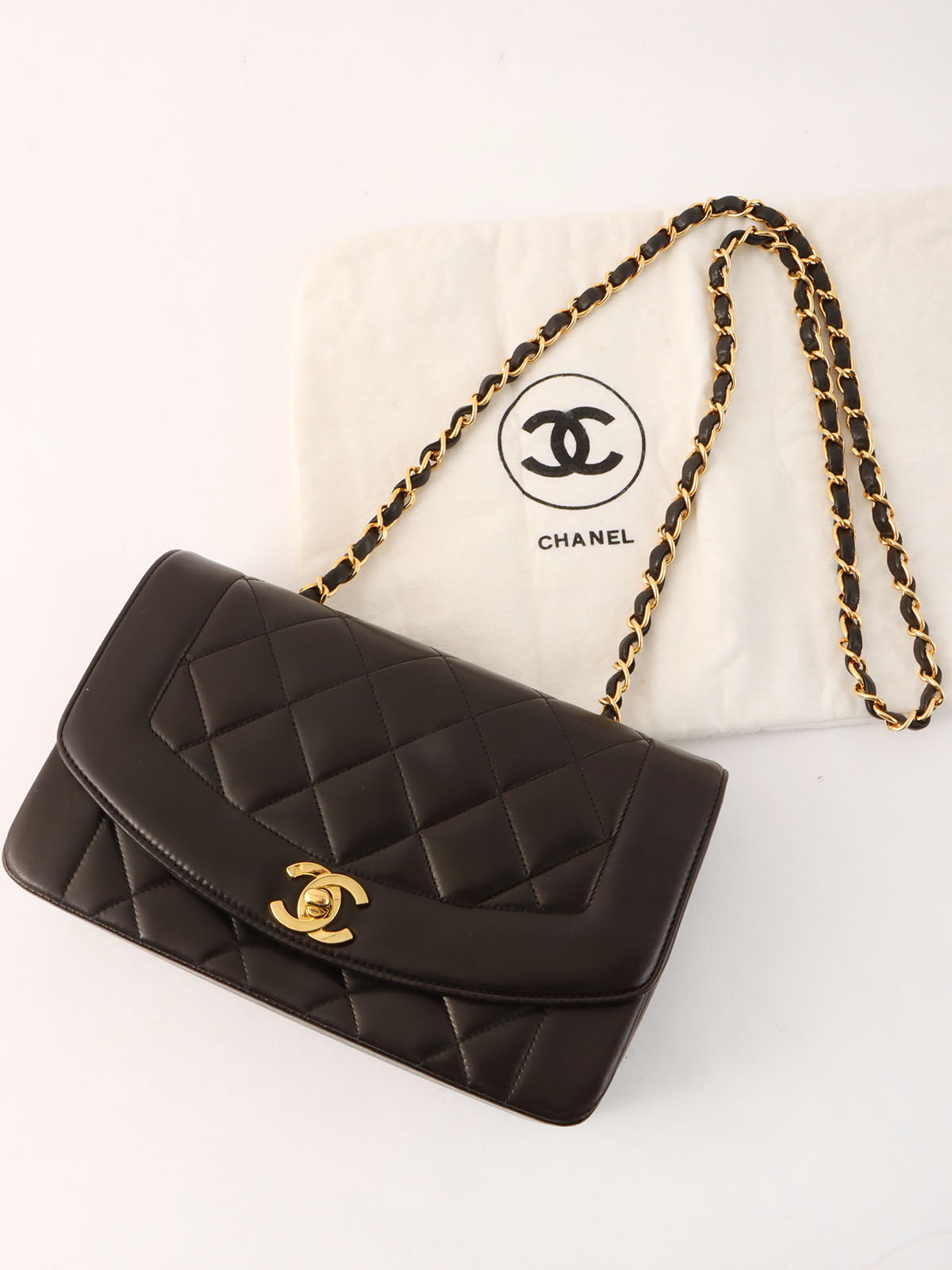 1995 Diana Flap Chain Bag 22cm Black
