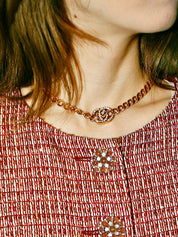 1996年製 ラインストーンCCターンロックネックレス ゴールド