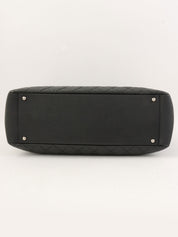 2012 Caviar Skin CC Mark Stitch Chain Tote Bag Black