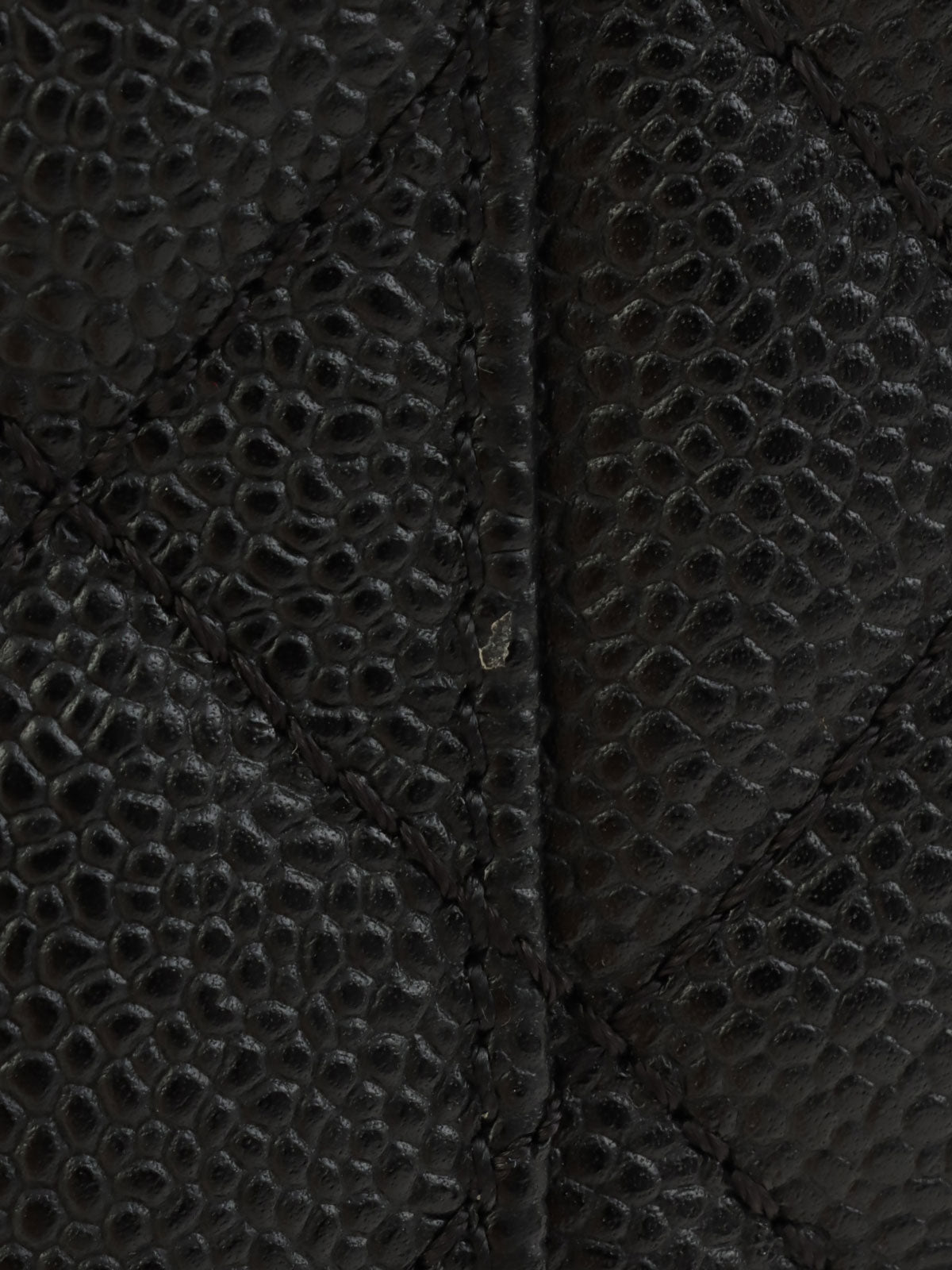 2012年頃製 キャビアスキンCCマークステッチチェーントートバッグ ブラック