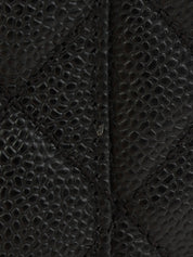 2012年頃製 キャビアスキンCCマークステッチチェーントートバッグ ブラック