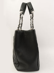 2012 Caviar Skin CC Mark Stitch Chain Tote Bag Black