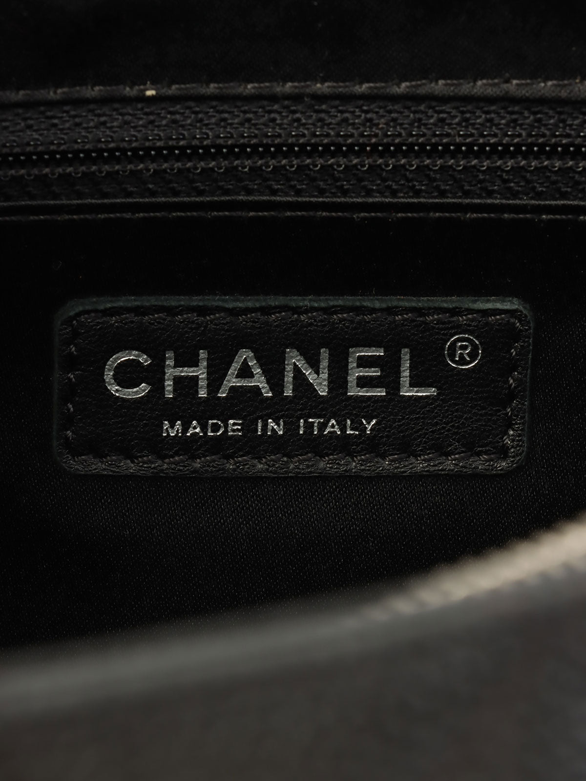 2012 Caviar Skin CC Mark Stitch Chain Tote Bag Black