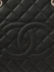 2012 Caviar Skin CC Mark Stitch Chain Tote Bag Black