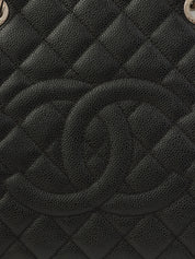 2012 Caviar Skin CC 标志缝线链条手提包 黑色