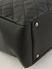 2012年頃製 キャビアスキンCCマークステッチチェーントートバッグ ブラック