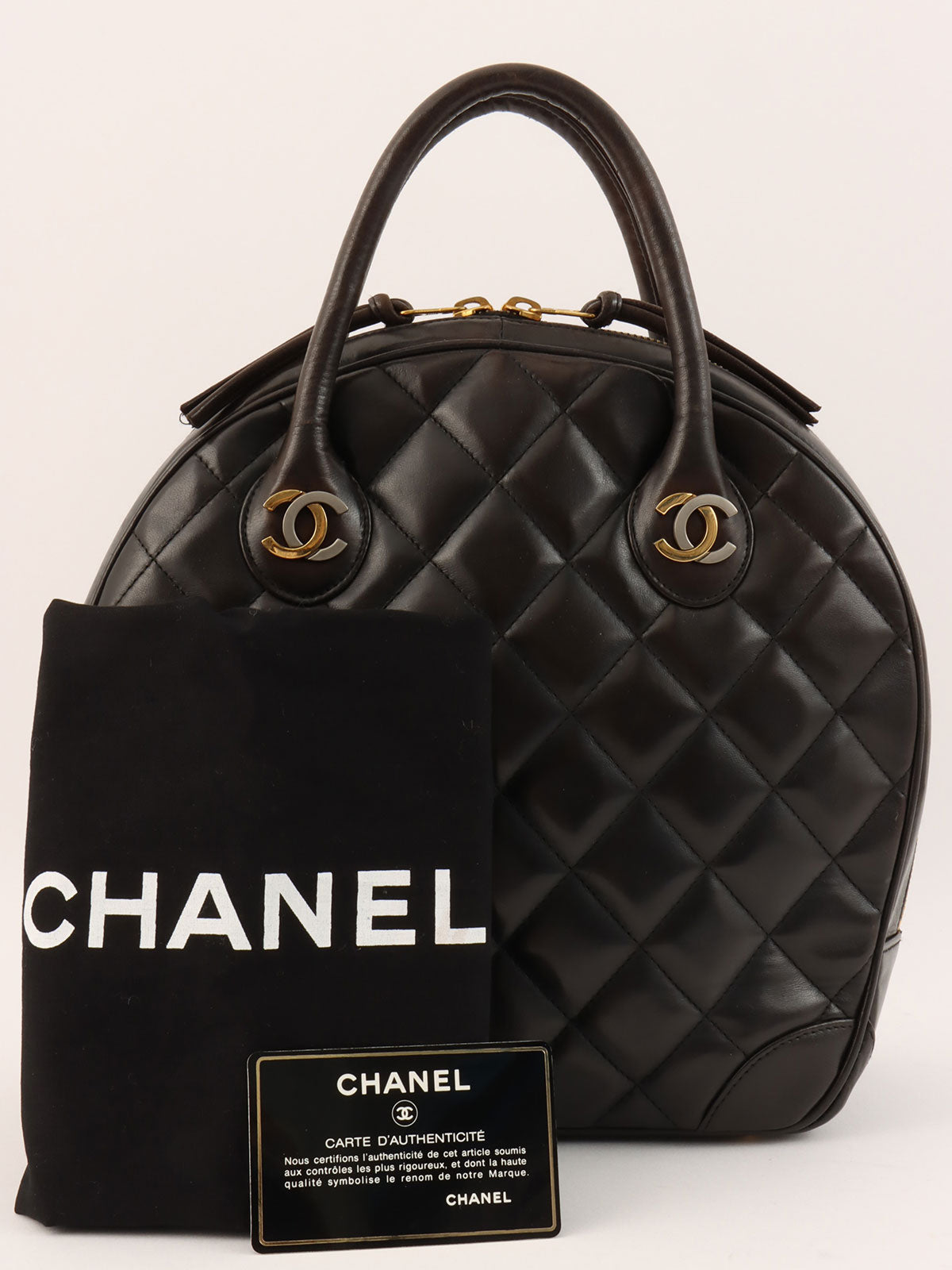 1998年頃製 パリ限定CCマークプレートハンドバッグ ブラック