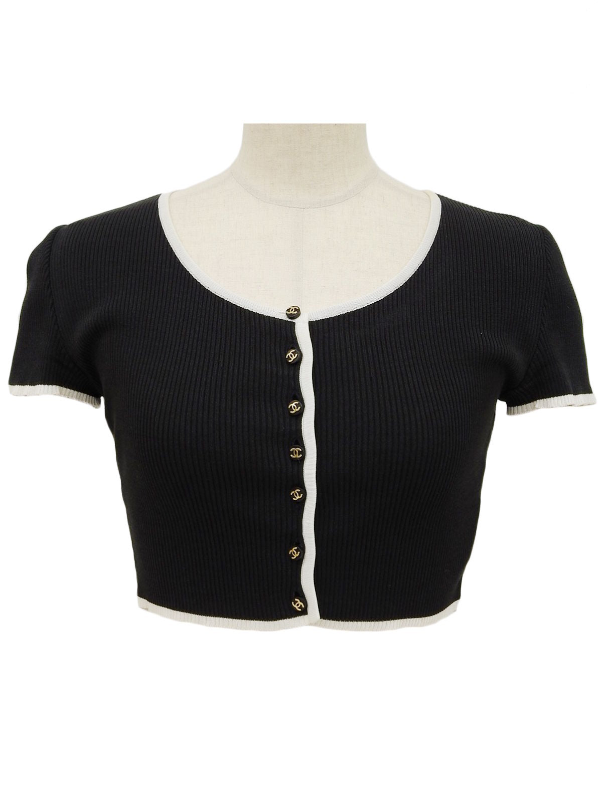 1995 CC Mark 纽扣露脐上衣 黑/白