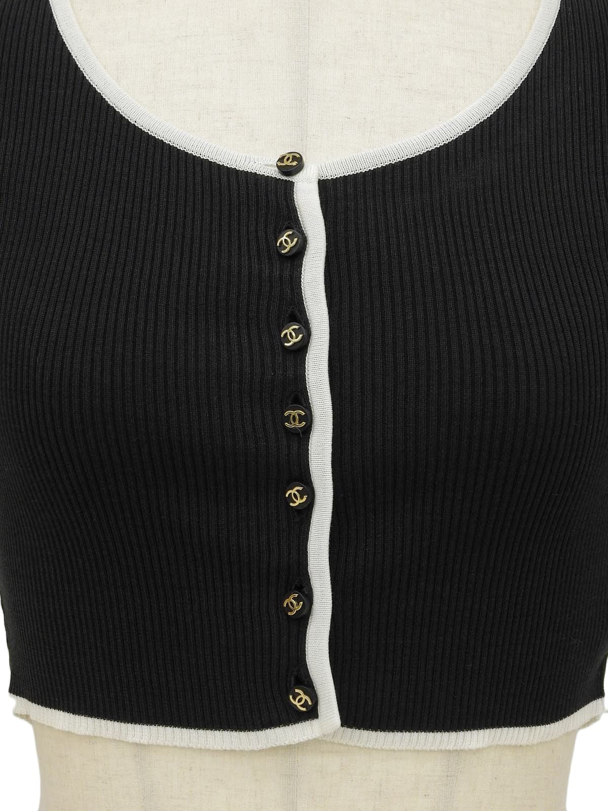 1995 CC Mark 纽扣露脐上衣 黑/白