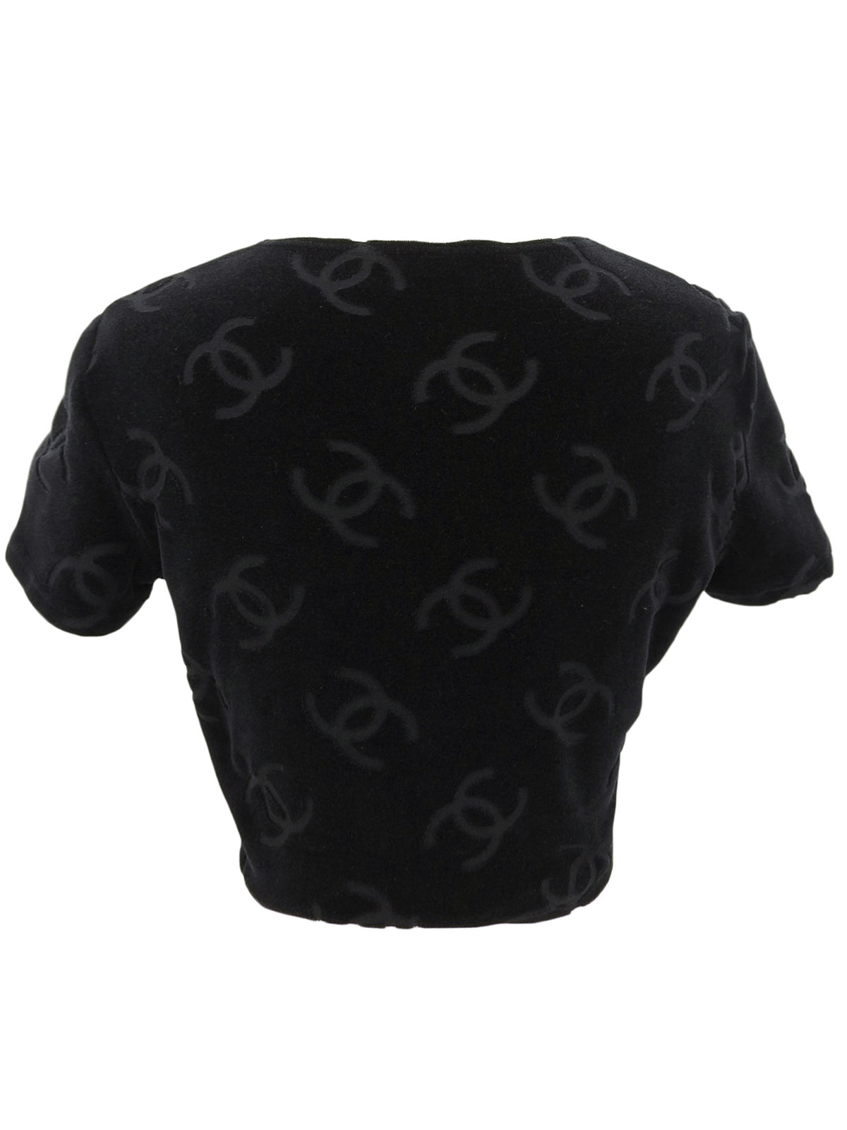 ベルベットCCマーククロップド半袖トップス ブラック