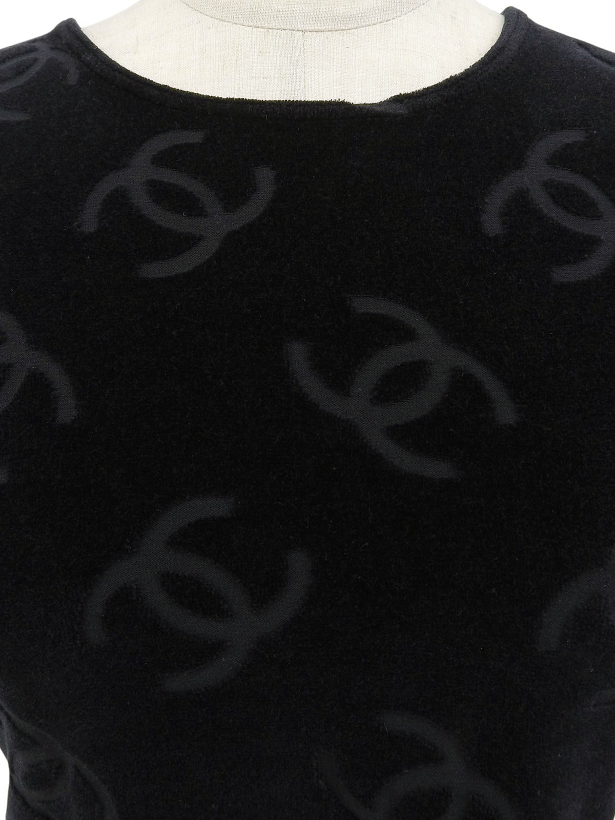 ベルベットCCマーククロップド半袖トップス ブラック