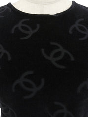 ベルベットCCマーククロップド半袖トップス ブラック