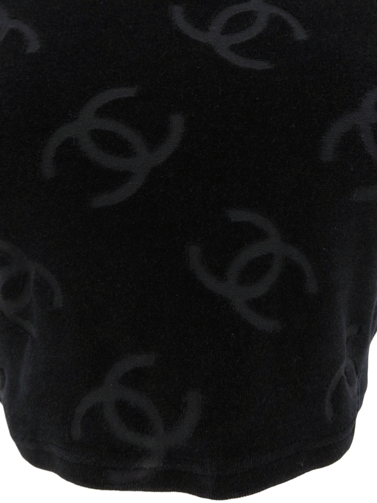 ベルベットCCマーククロップド半袖トップス ブラック