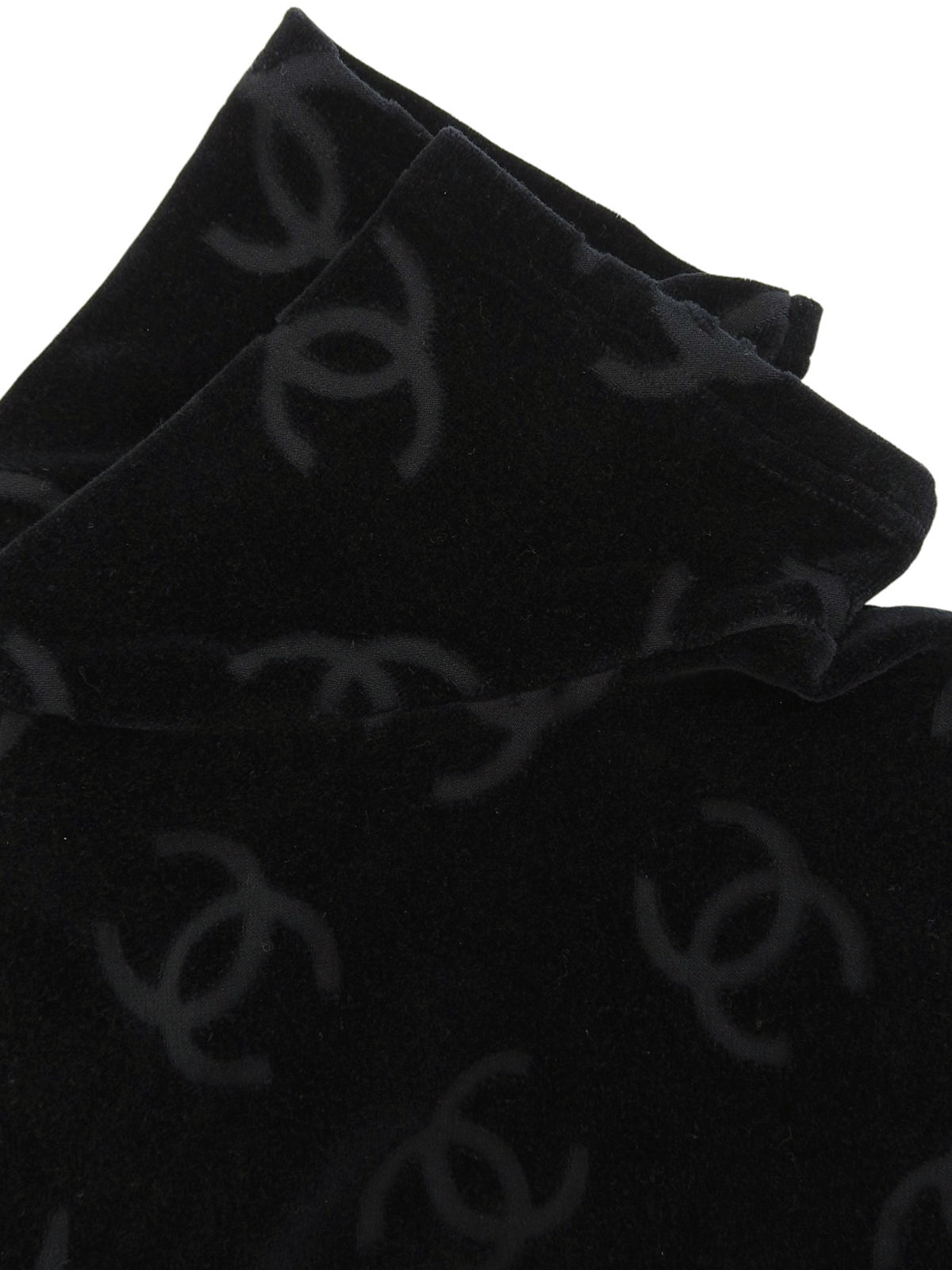 ベルベットCCマーククロップド半袖トップス ブラック