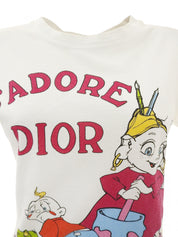 Animal Print Half Sleeve Top in White/Multi